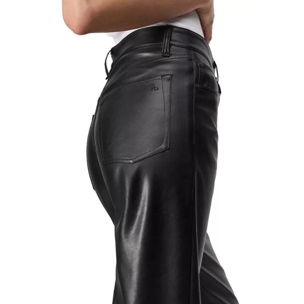 RAG & BONE HARLOW FAUX LEATHER STRAIGHT PANTS BLACK SIZE 23 - Picture 3 of 15